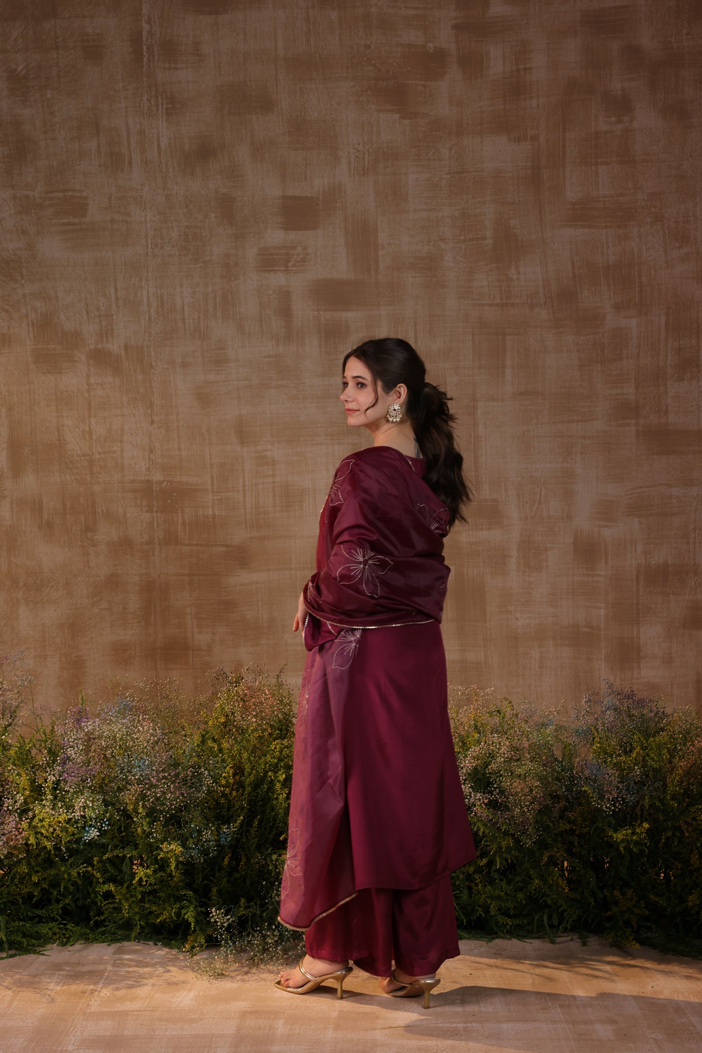 Maroon Bloom Kurta Set
