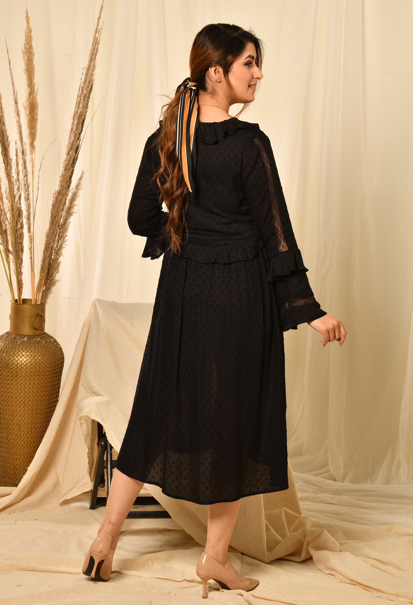 Black ruffled dress