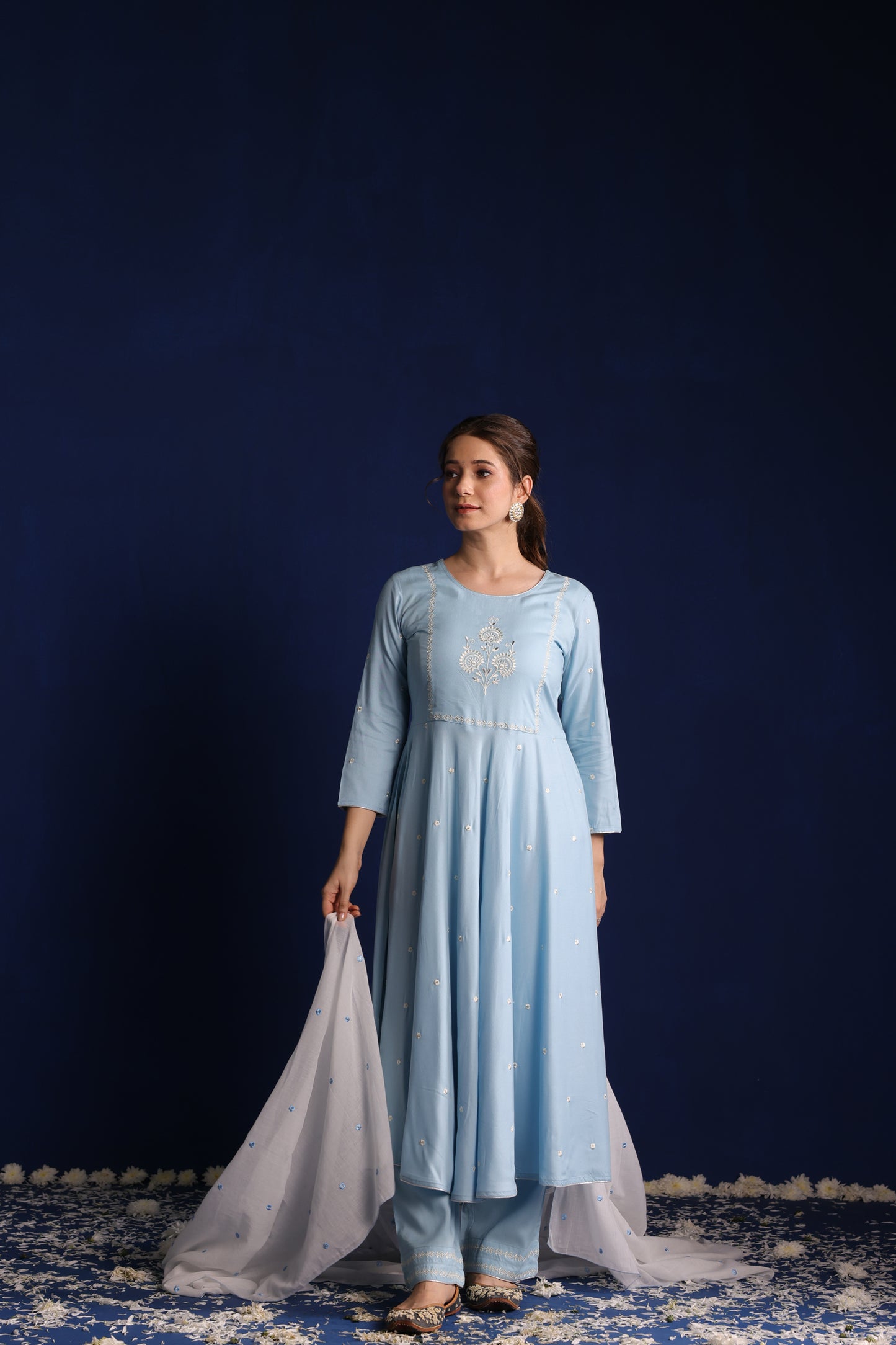 Sky Blue Anarkali Kurta Set