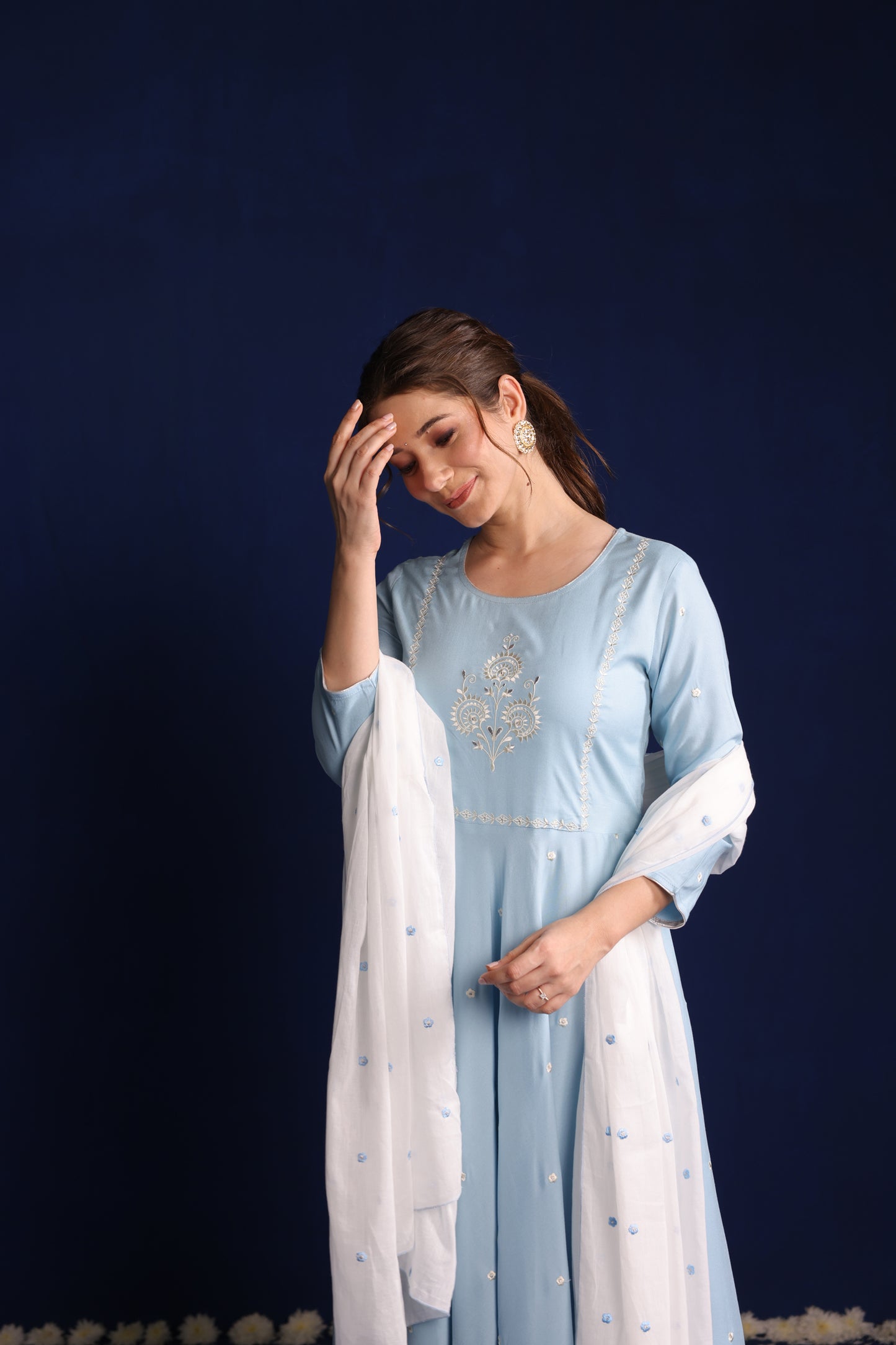 Sky Blue Anarkali Kurta Set