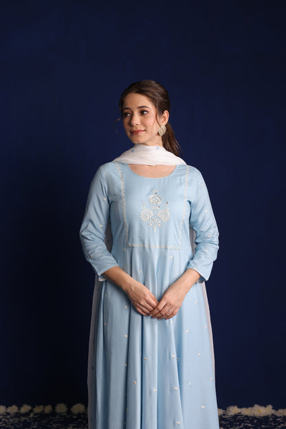 Sky Blue Anarkali Kurta Set