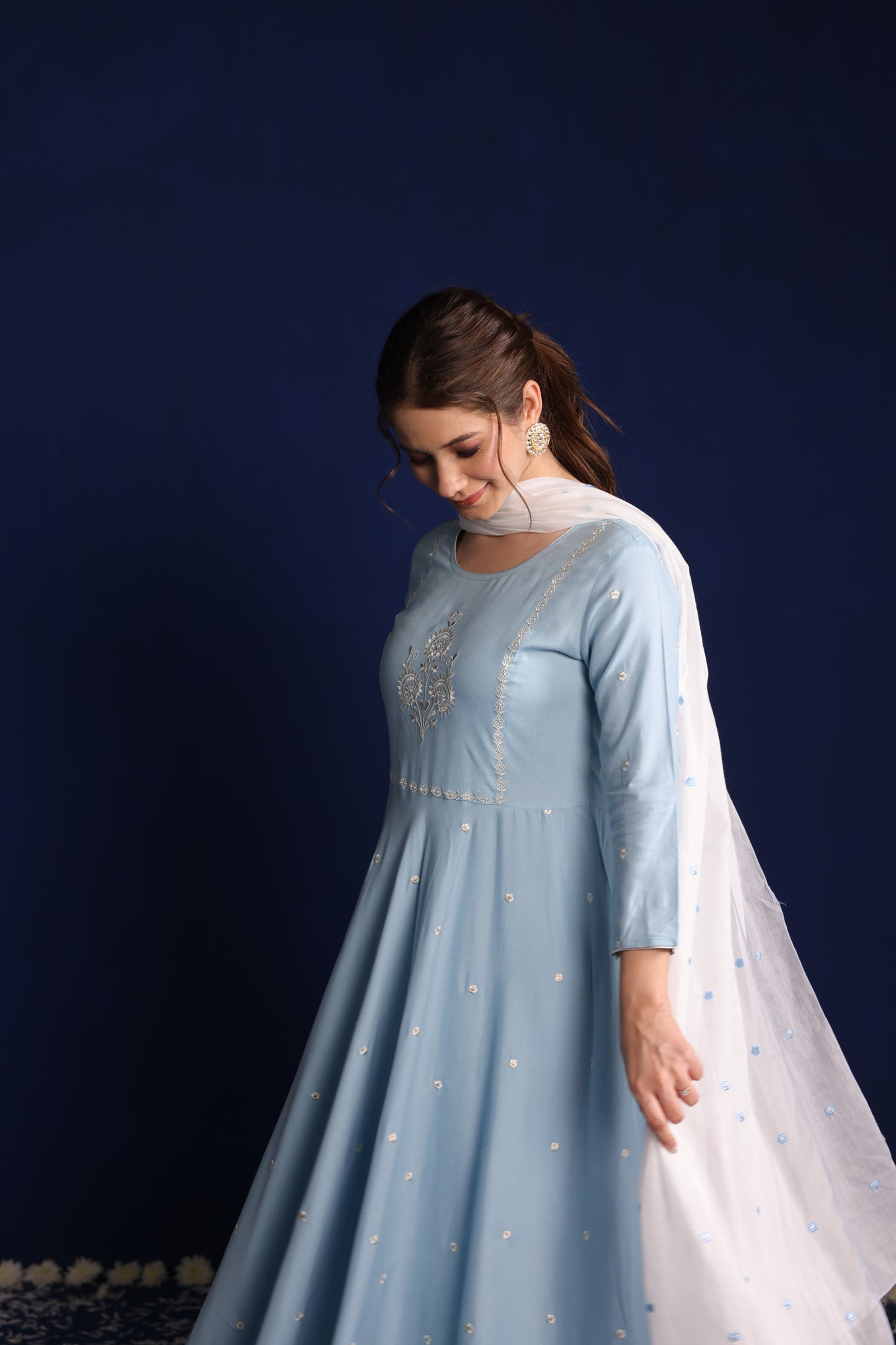 Sky Blue Anarkali Kurta Set