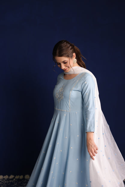 Sky Blue Anarkali Kurta Set