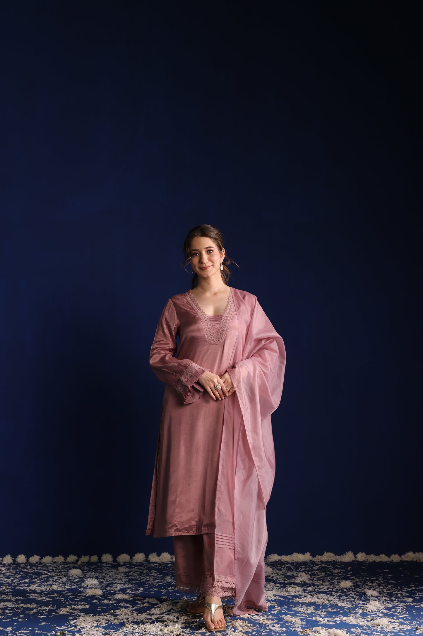 Mauve Lace Kurta Set