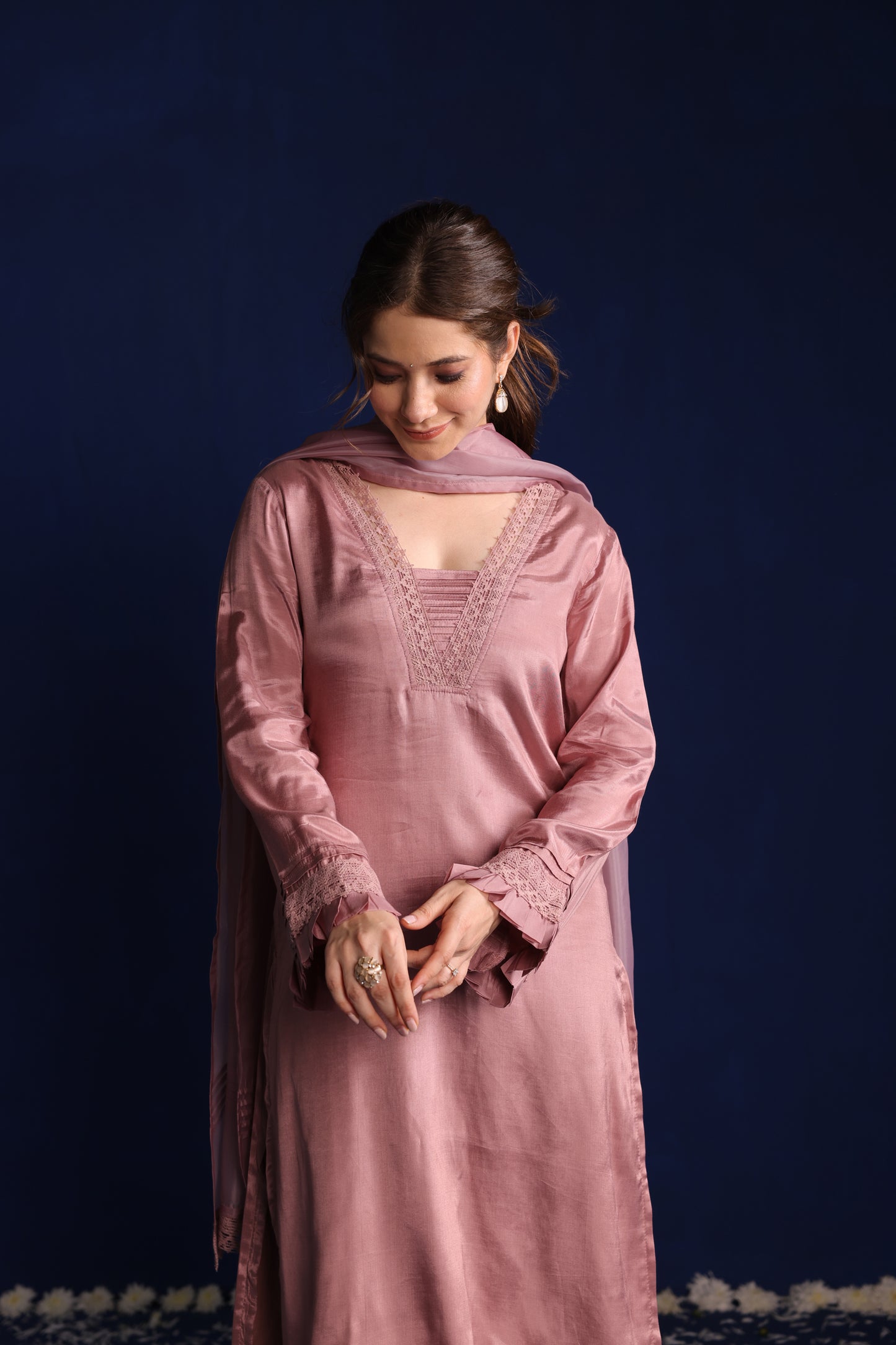Mauve Lace Kurta Set