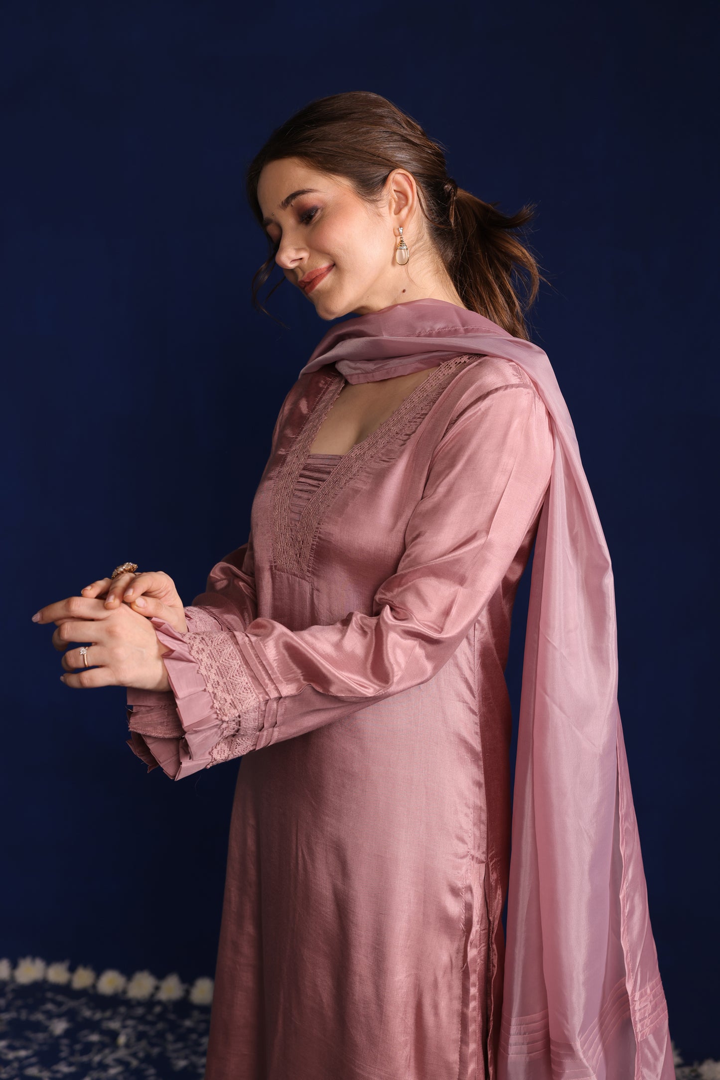 Mauve Lace Kurta Set