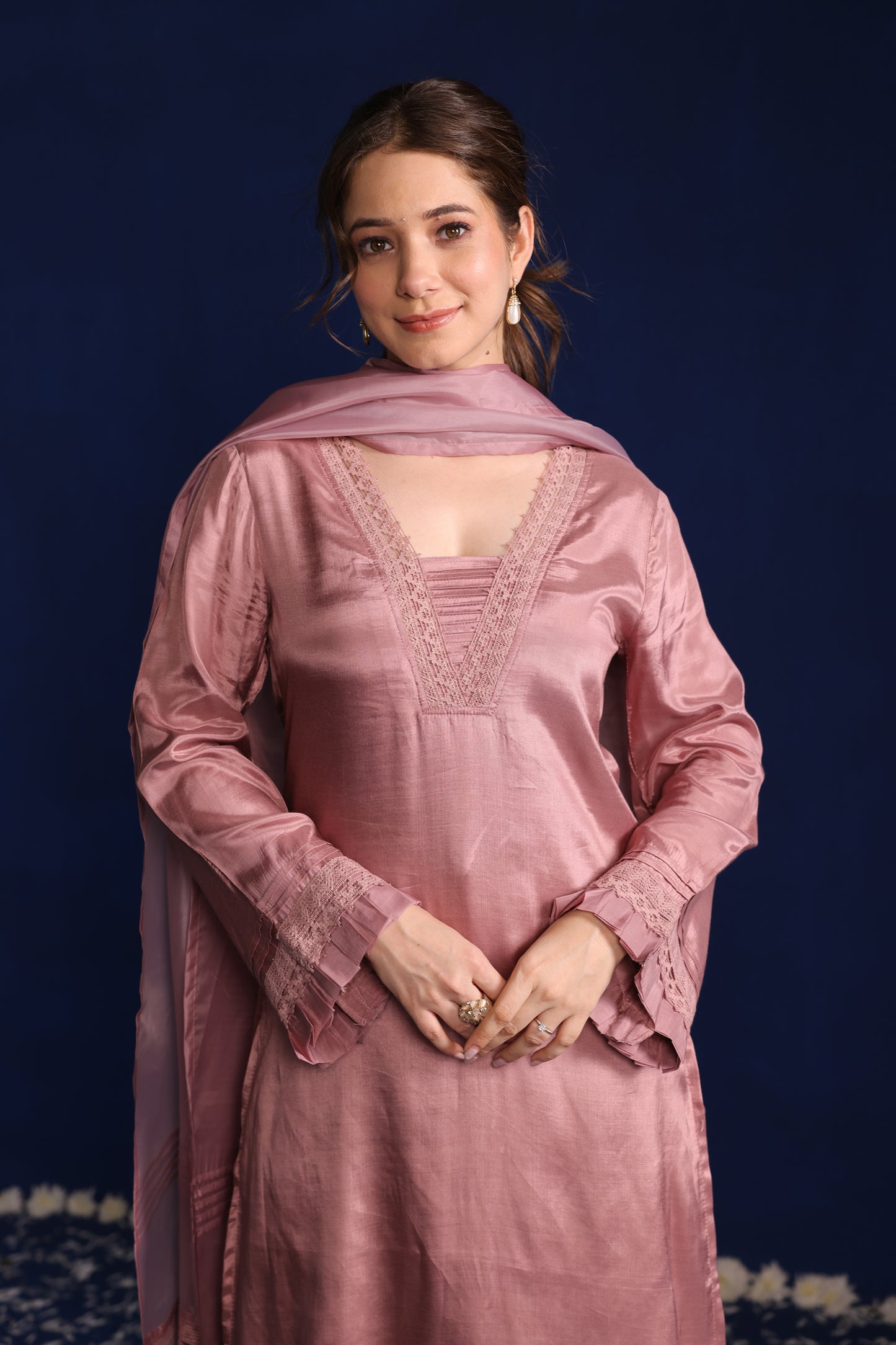 Mauve Lace Kurta Set