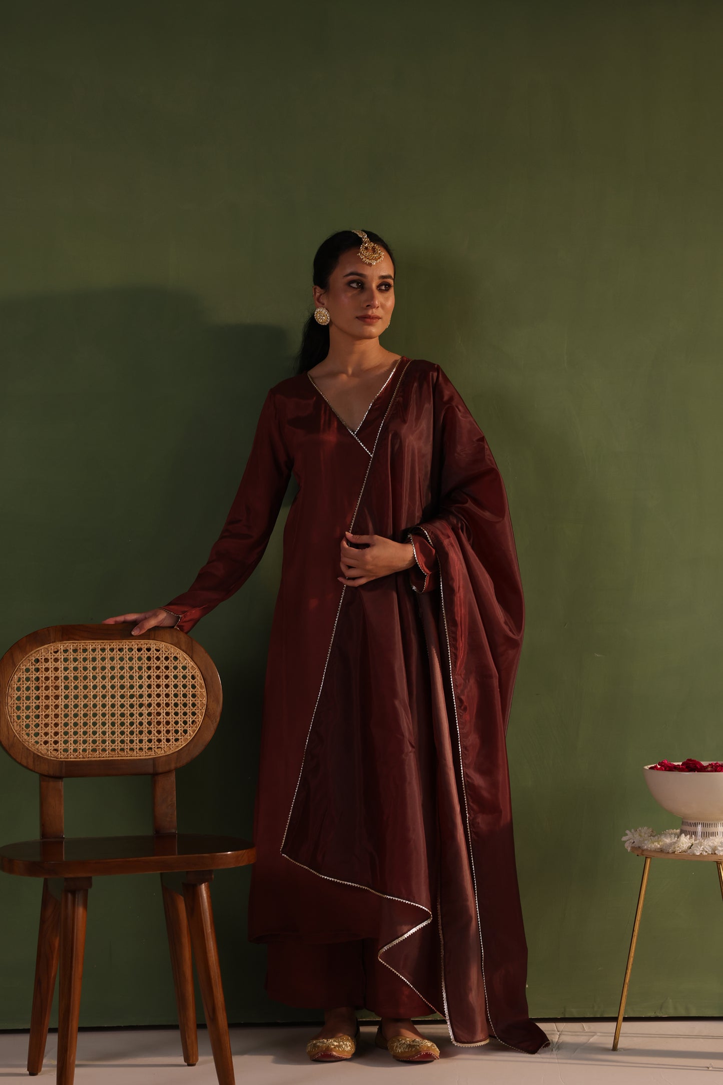 Brown Angrakha Kurta Set