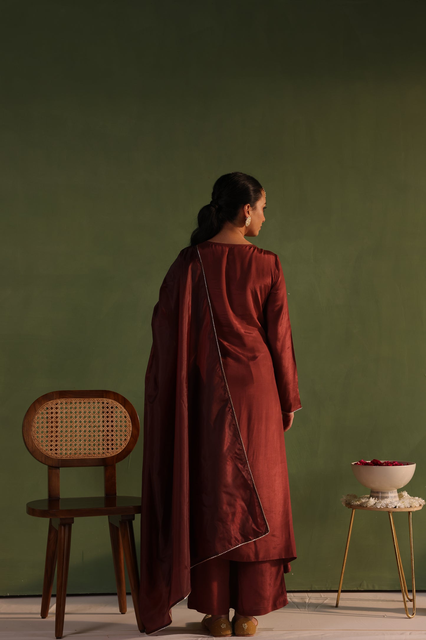 Brown Angrakha Kurta Set
