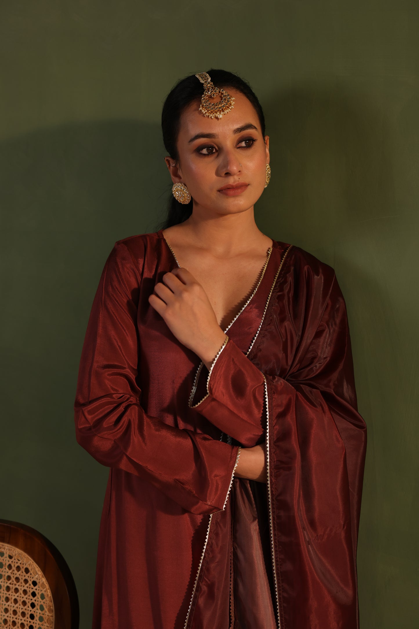 Brown Angrakha Kurta Set