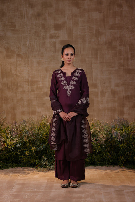 Purple Dori Work Kurta Set
