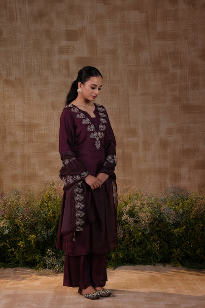 Purple Dori Work Kurta Set