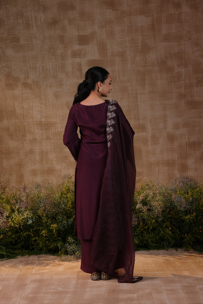 Purple Dori Work Kurta Set
