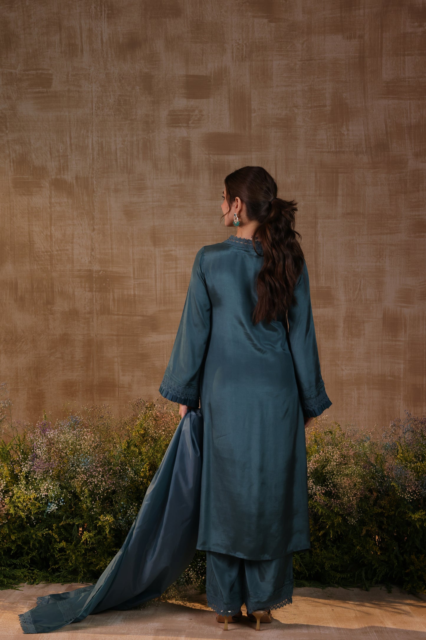 Teal Lace Kurta Set