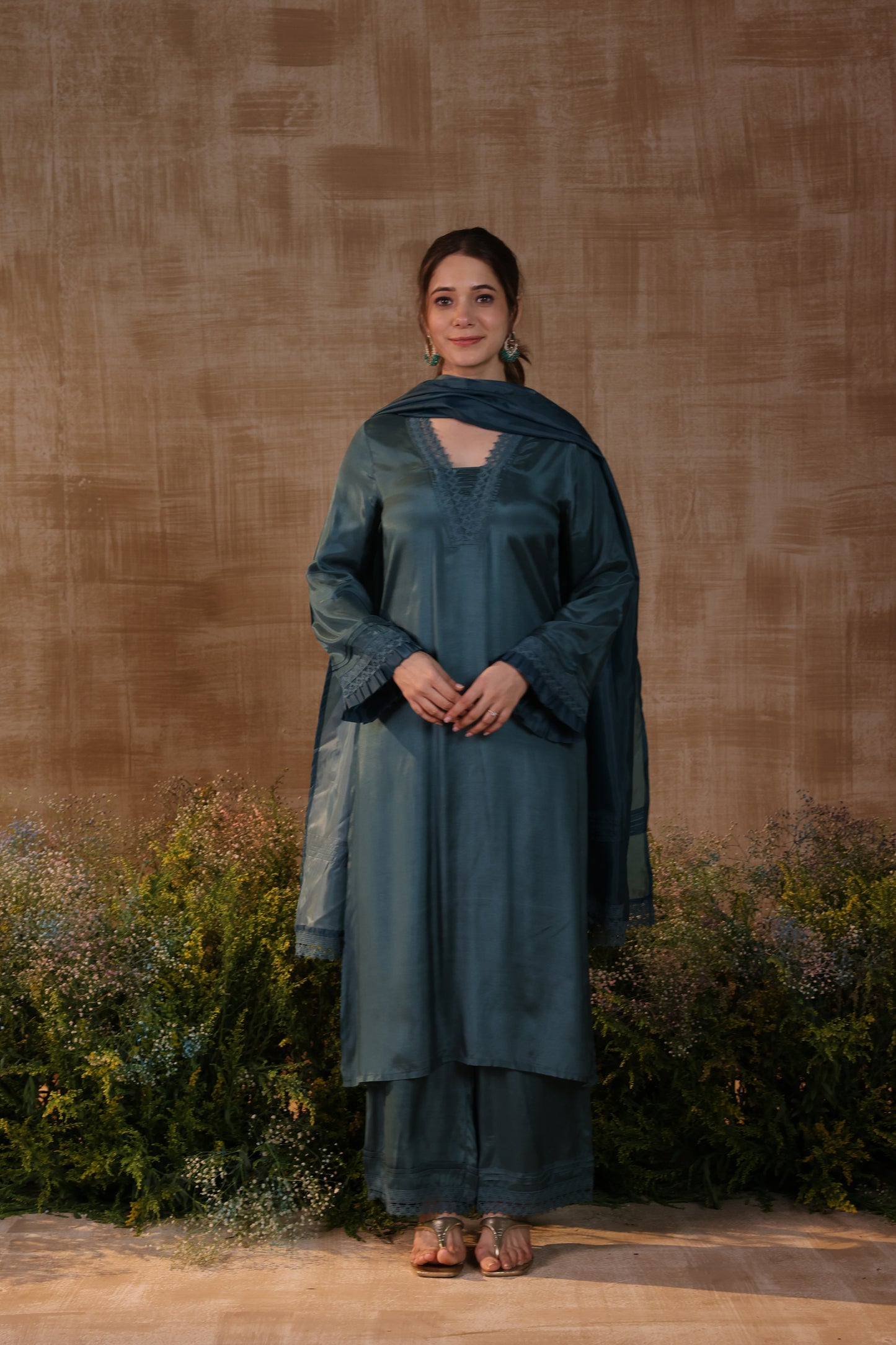 Teal Lace Kurta Set