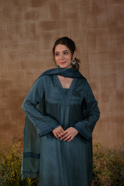 Teal Lace Kurta Set