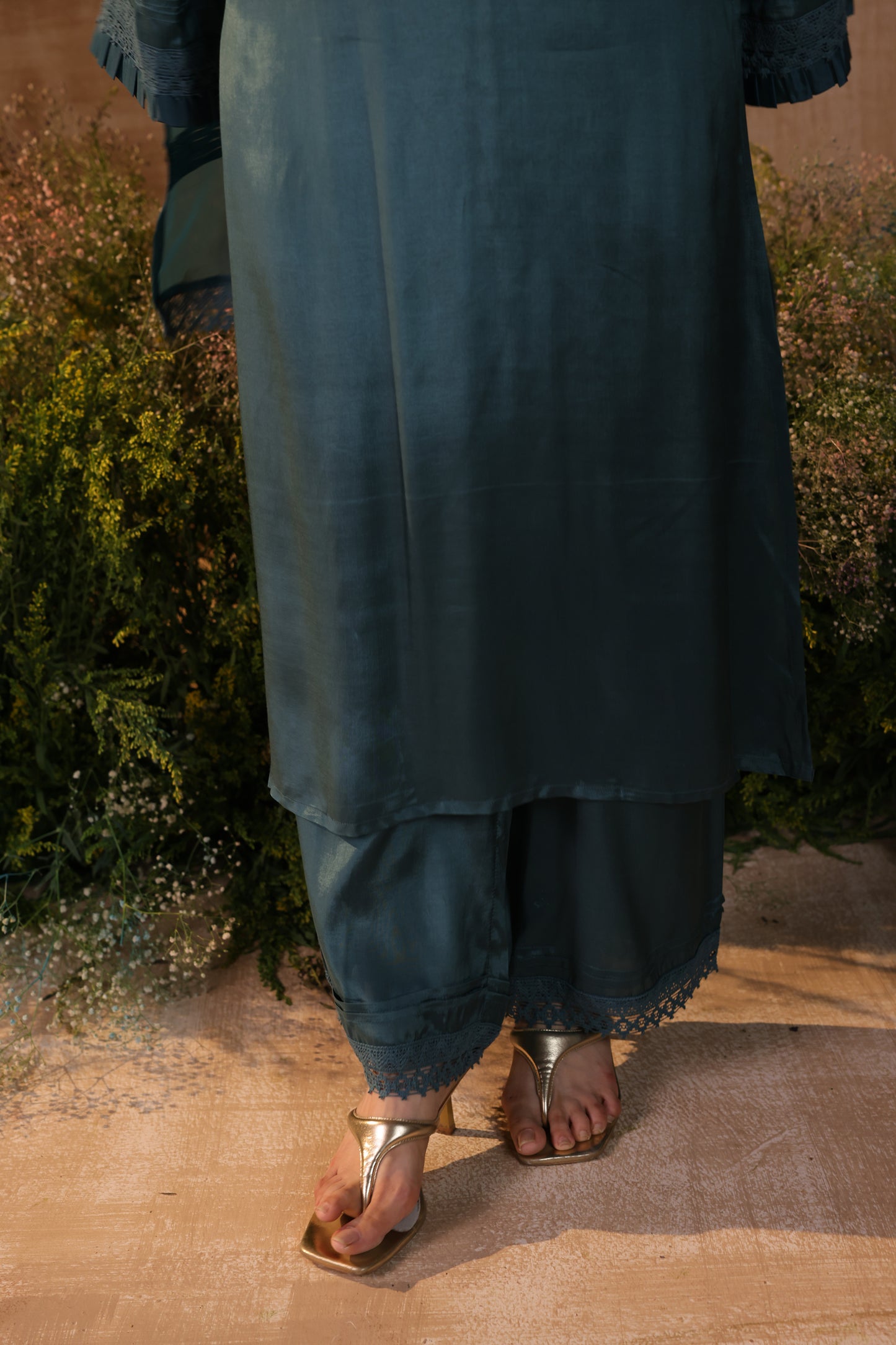 Teal Lace Kurta Set