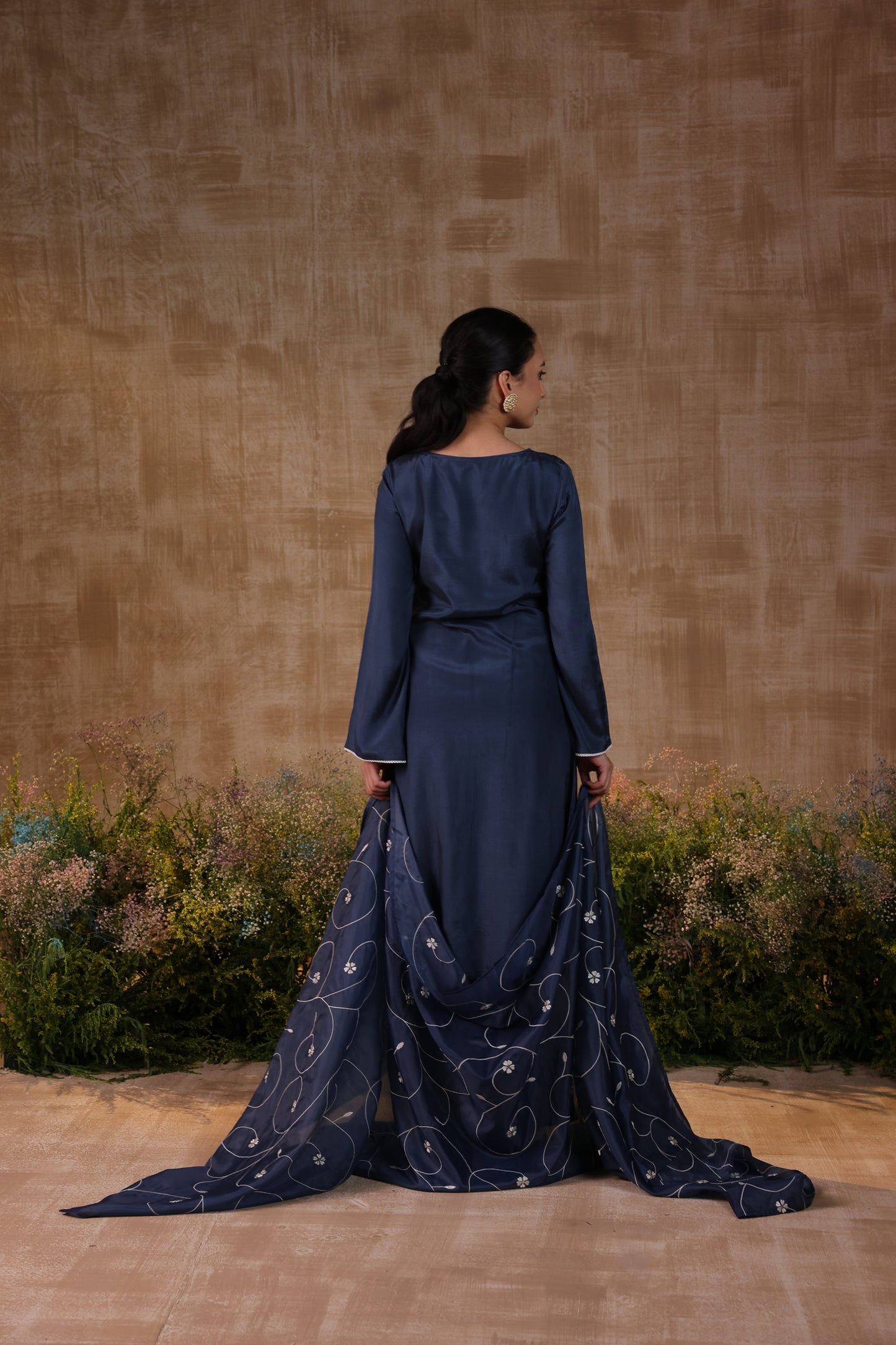 Blue Panelled kurta set