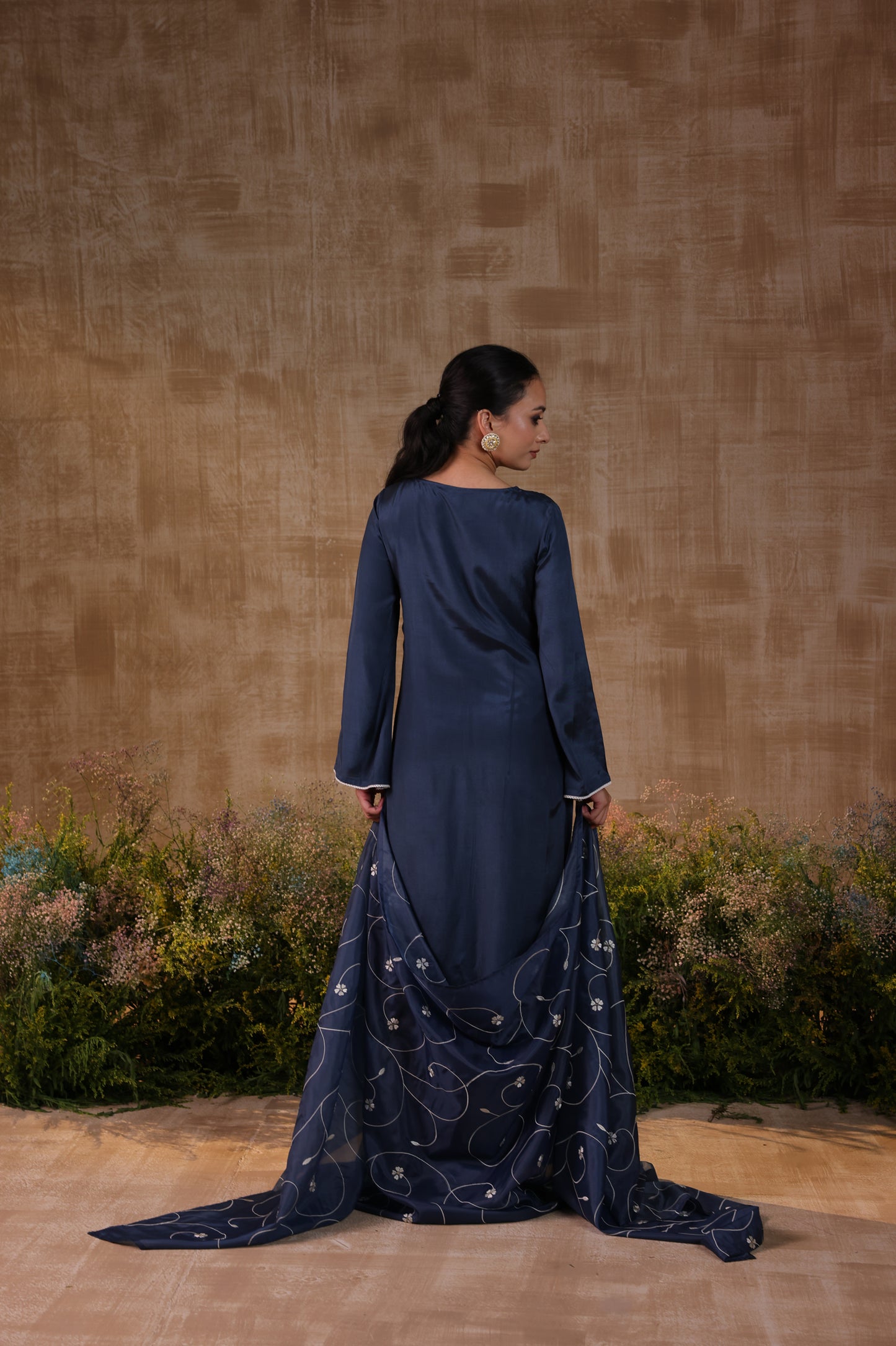 Blue Panelled kurta set