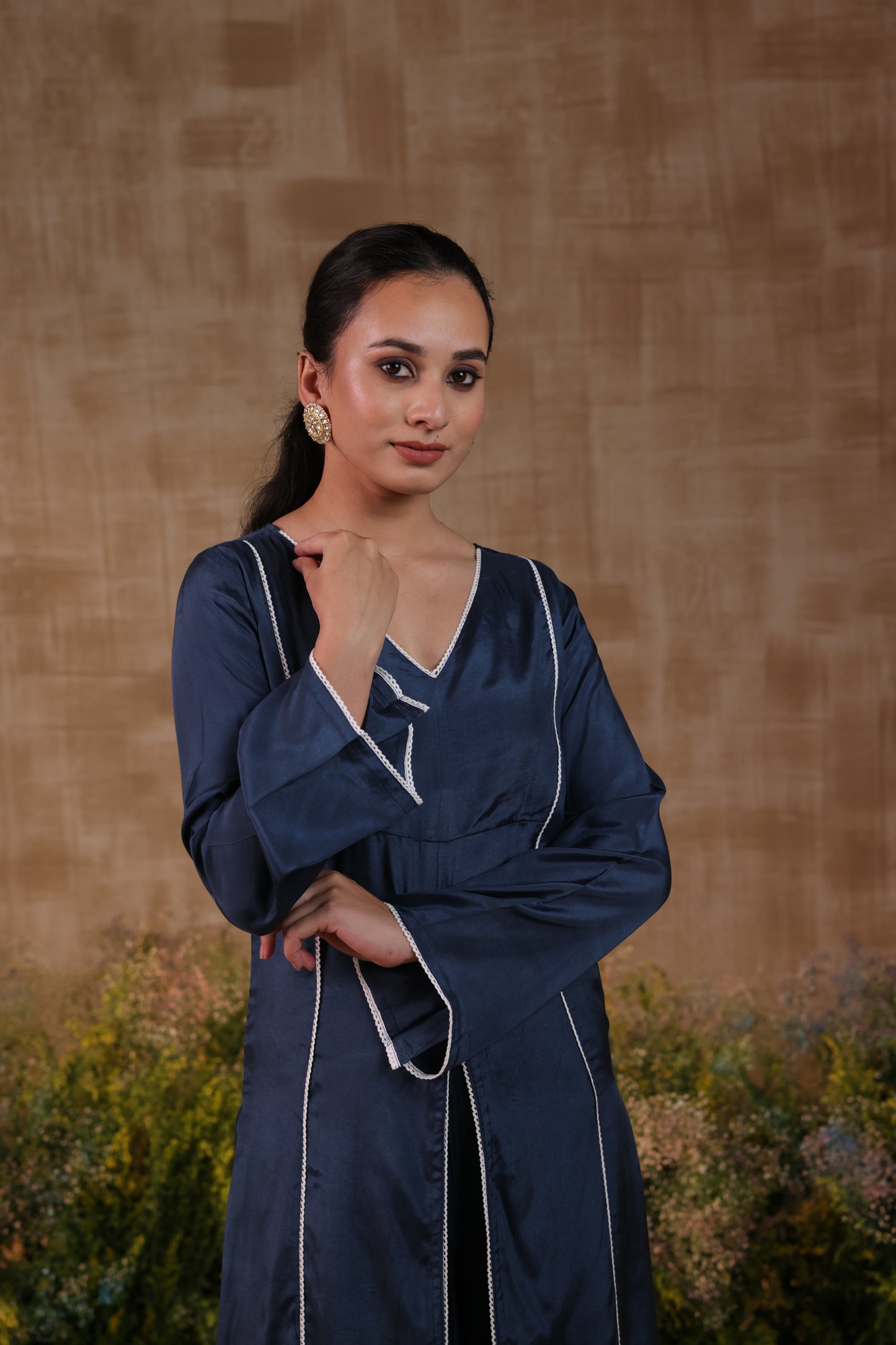 Blue Panelled kurta set