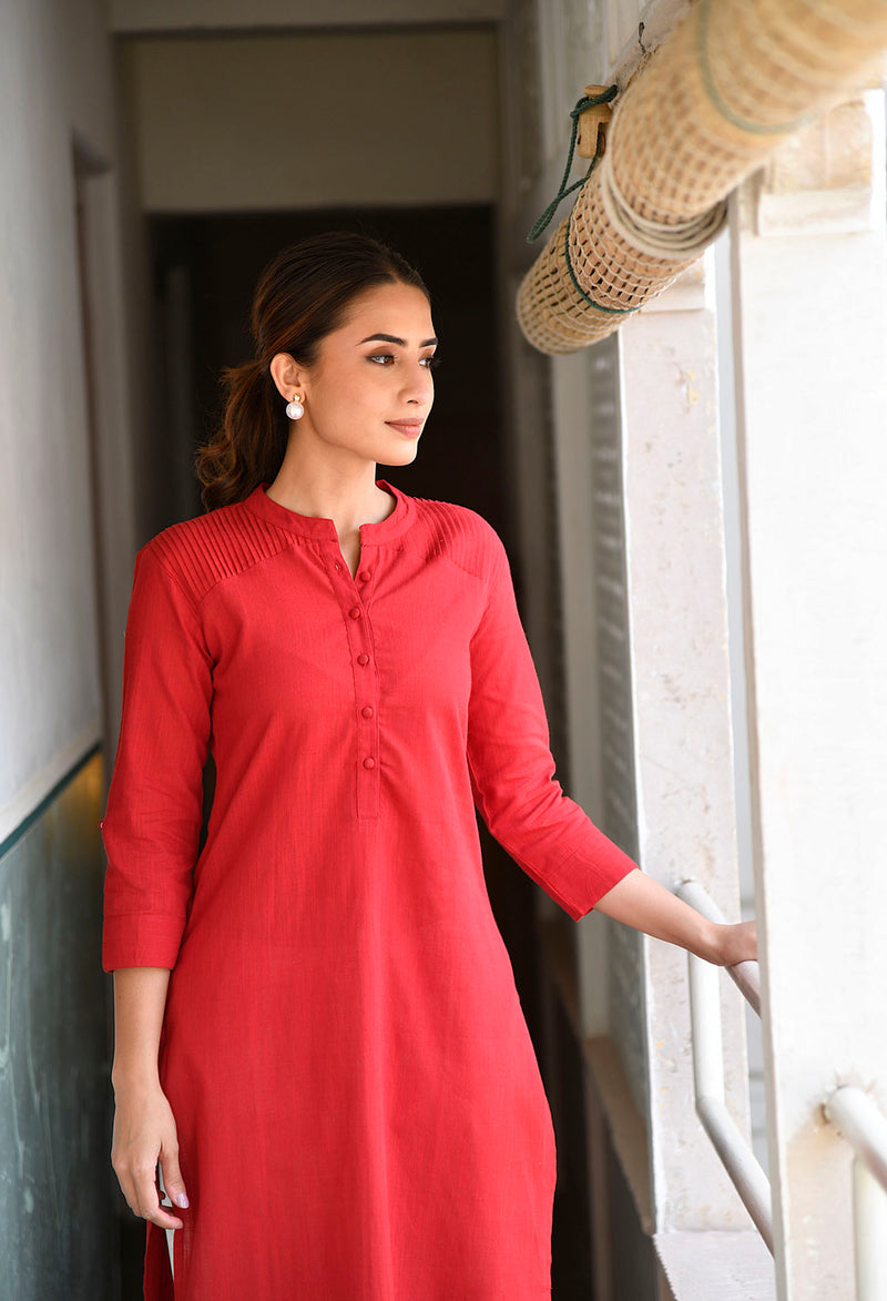 Maroon Long Cotton Kurti