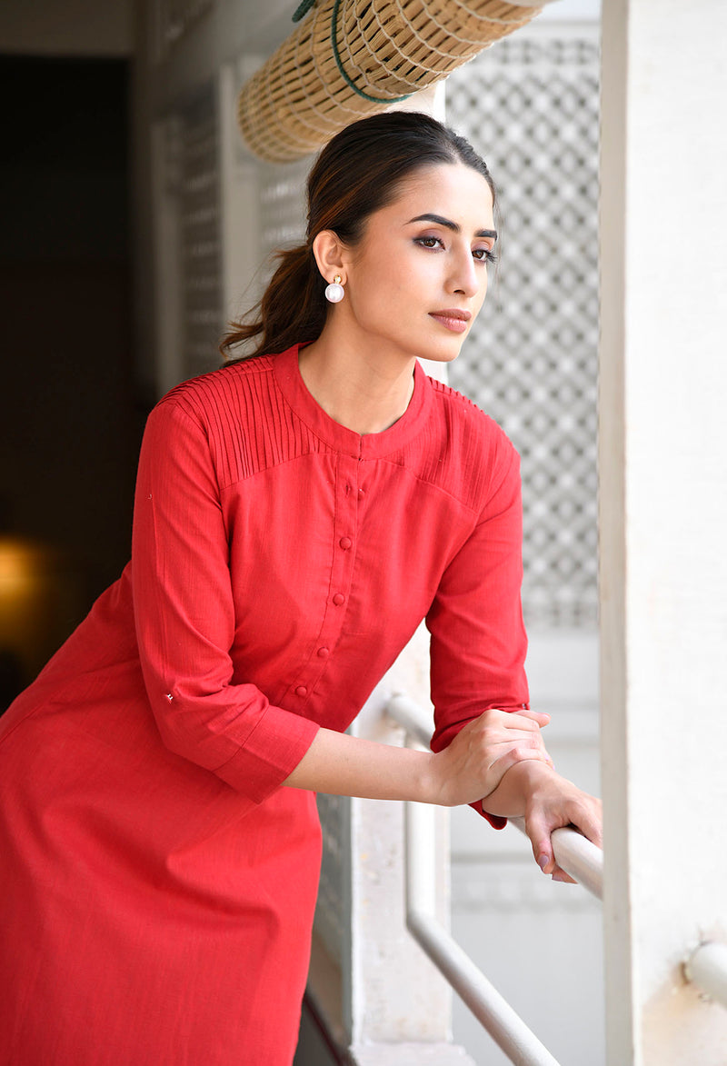 Maroon Long Cotton Kurti