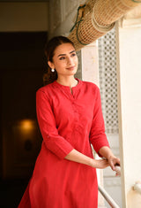 Maroon Long Cotton Kurti