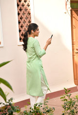 Green Long Cotton Kurti