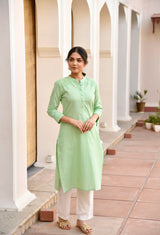 Green Long Cotton Kurti