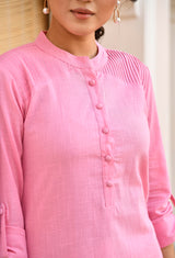 Pink Long Cotton Kurti