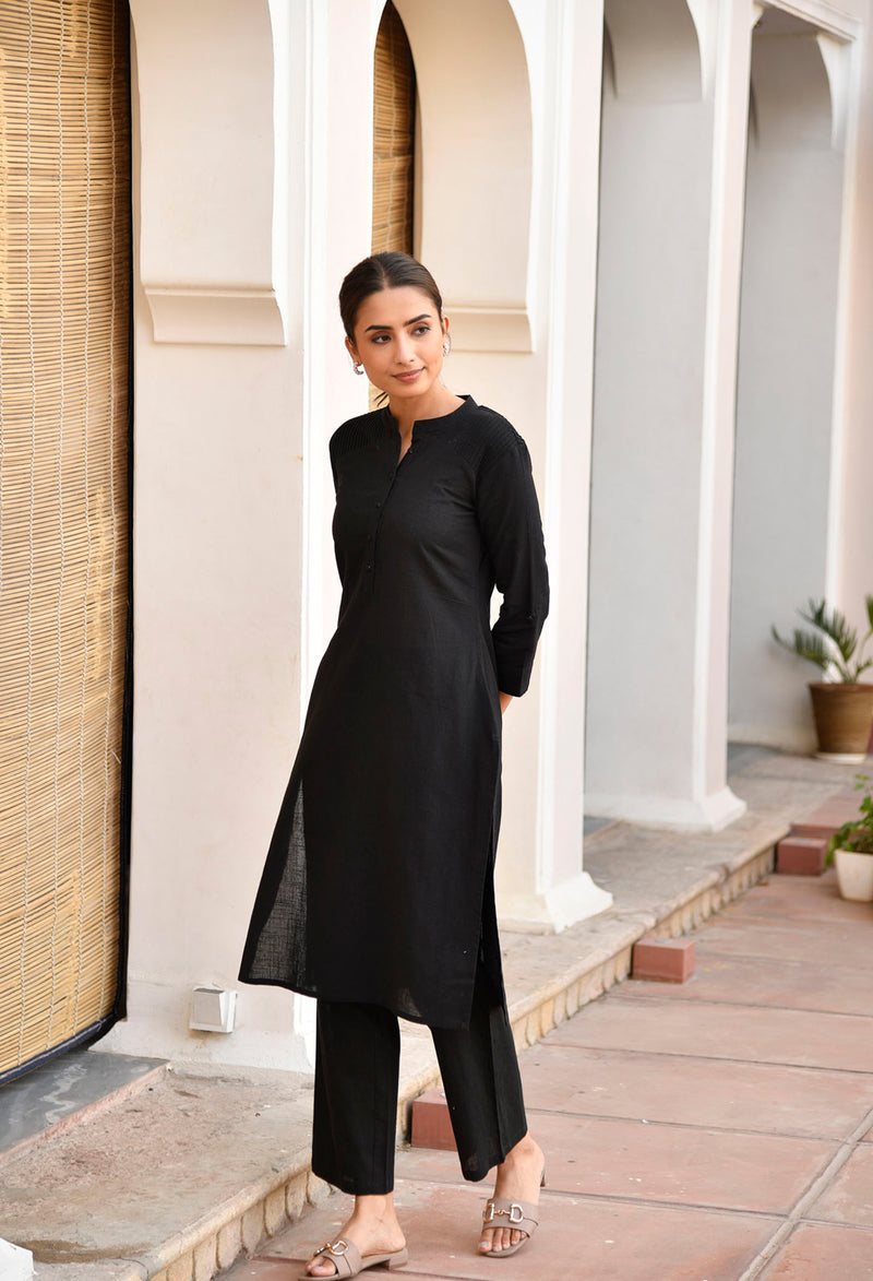 Black Long Cotton Kurti