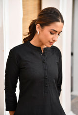 Black Long Cotton Kurti