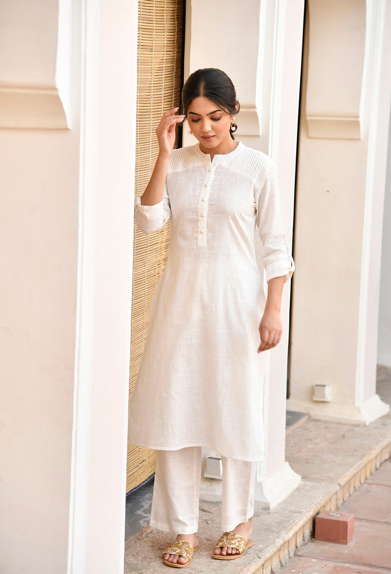 White Long Cotton Kurti