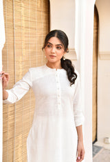 White Long Cotton Kurti