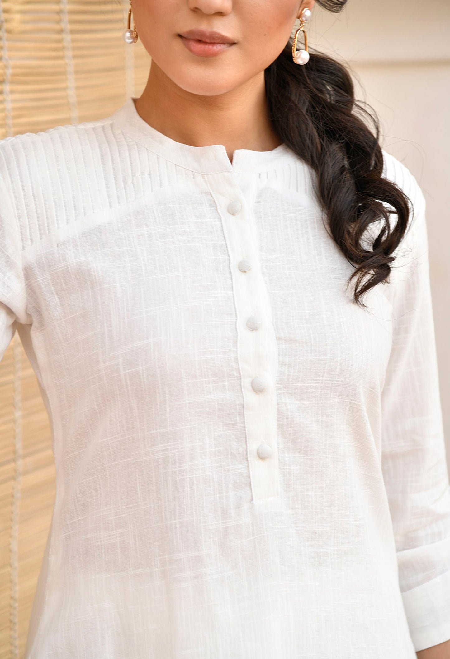 White Cotton Straight Fit Kurta Set