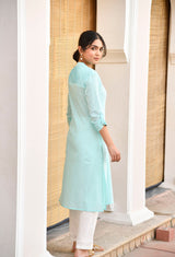 Light Blue Long Cotton Kurta Set