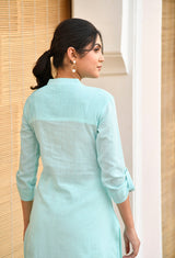 Light Blue Long Cotton Kurta Set