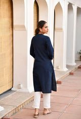 Navy Blue Long Kurta Set