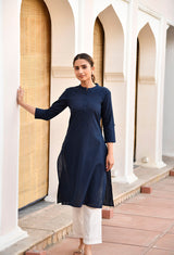 Navy Blue Long Kurta Set