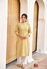 Beige Long Cotton Kurti