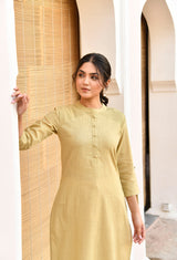 Beige Long Cotton Kurti