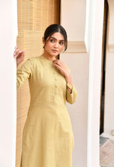 Beige Long Cotton Kurti