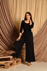 Black Flared Palazzo Pants