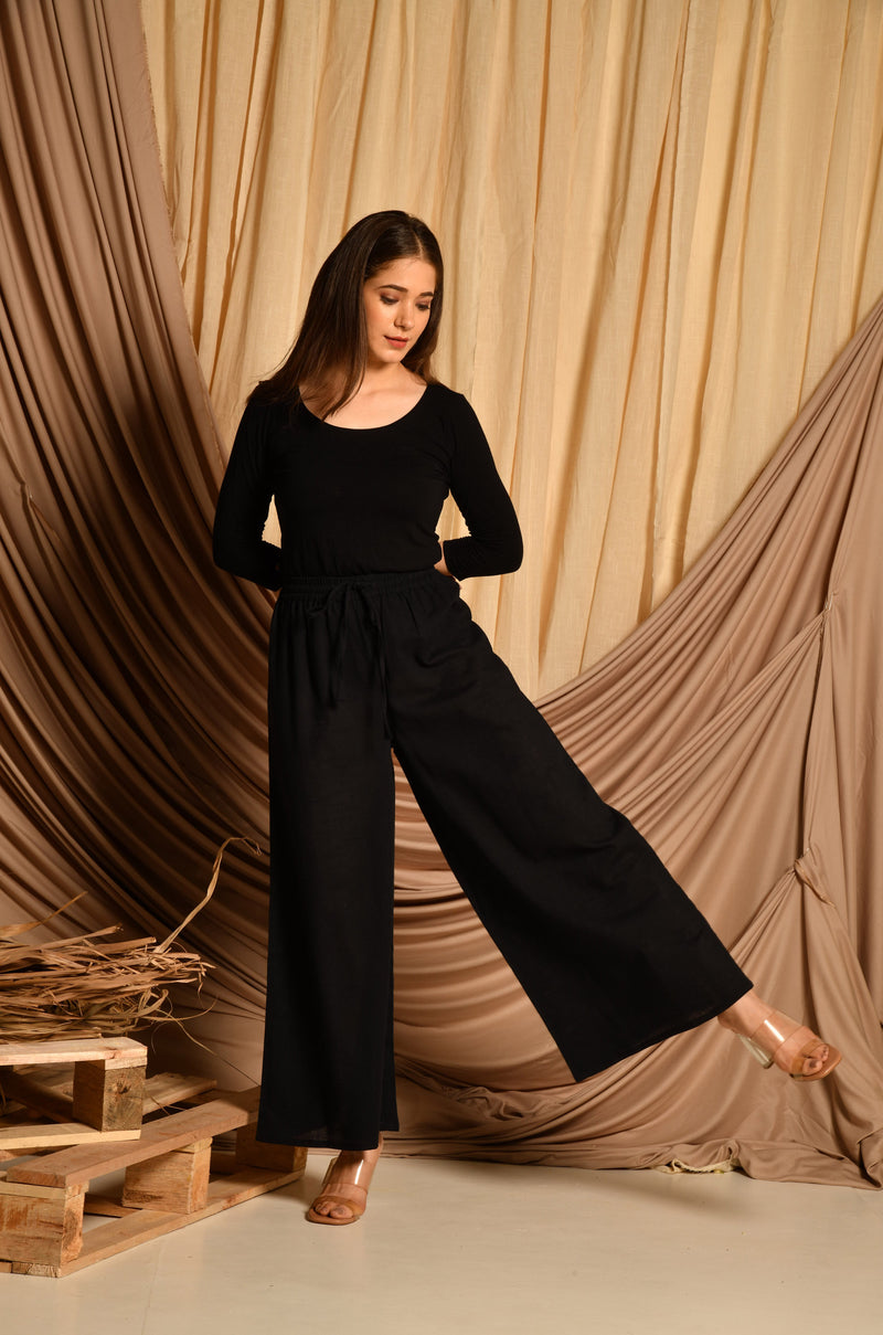 Black Flared Palazzo Pants