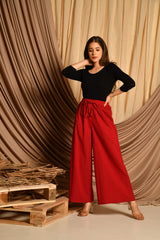 Maroon Flared Palazzo Pants