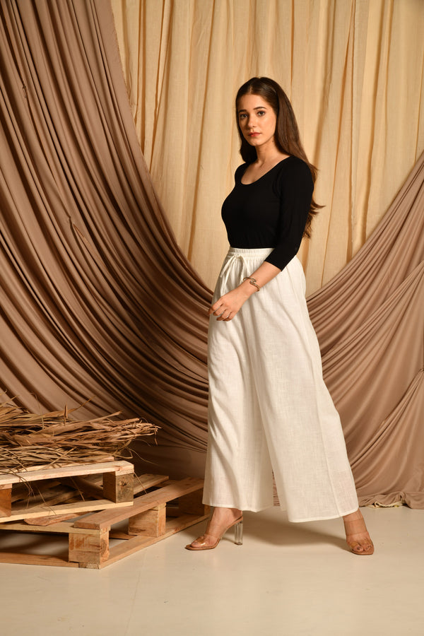 White Flared Palazzo Pants