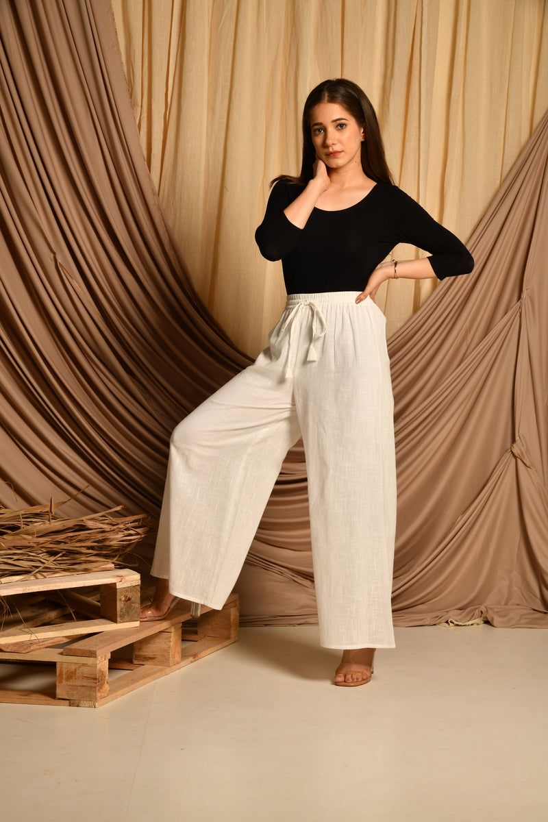 White Flared Palazzo Pants