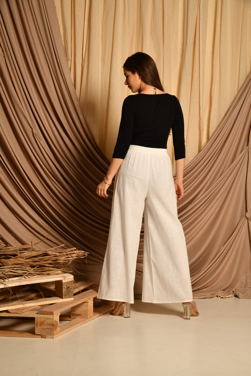 White Flared Palazzo Pants