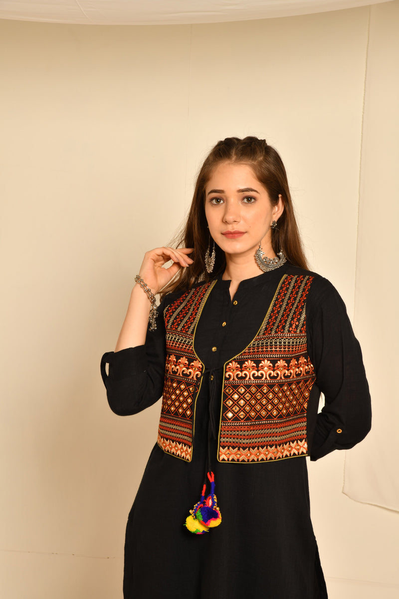 Black ethnic embroidered jacket