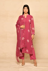 Pink Straight Kurta Set With Detail Prints